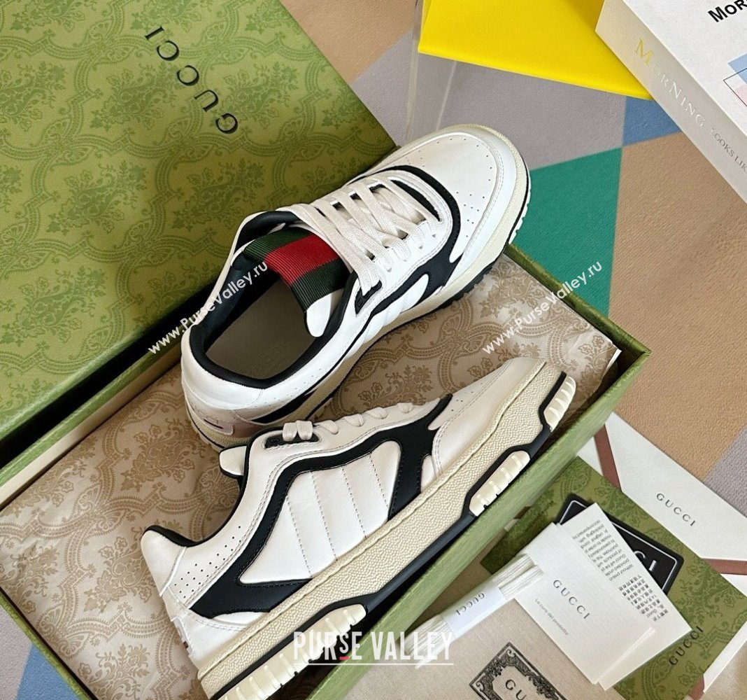 Gucci Re-Web Sneakers in Patchwork Leather White/Black 2024 0605 (SS-240605147)