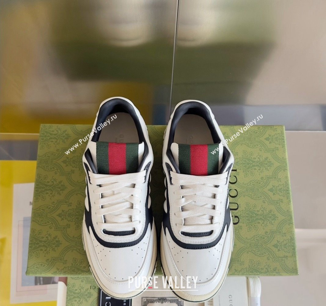 Gucci Re-Web Sneakers in Patchwork Leather White/Black 2024 0605 (SS-240605147)