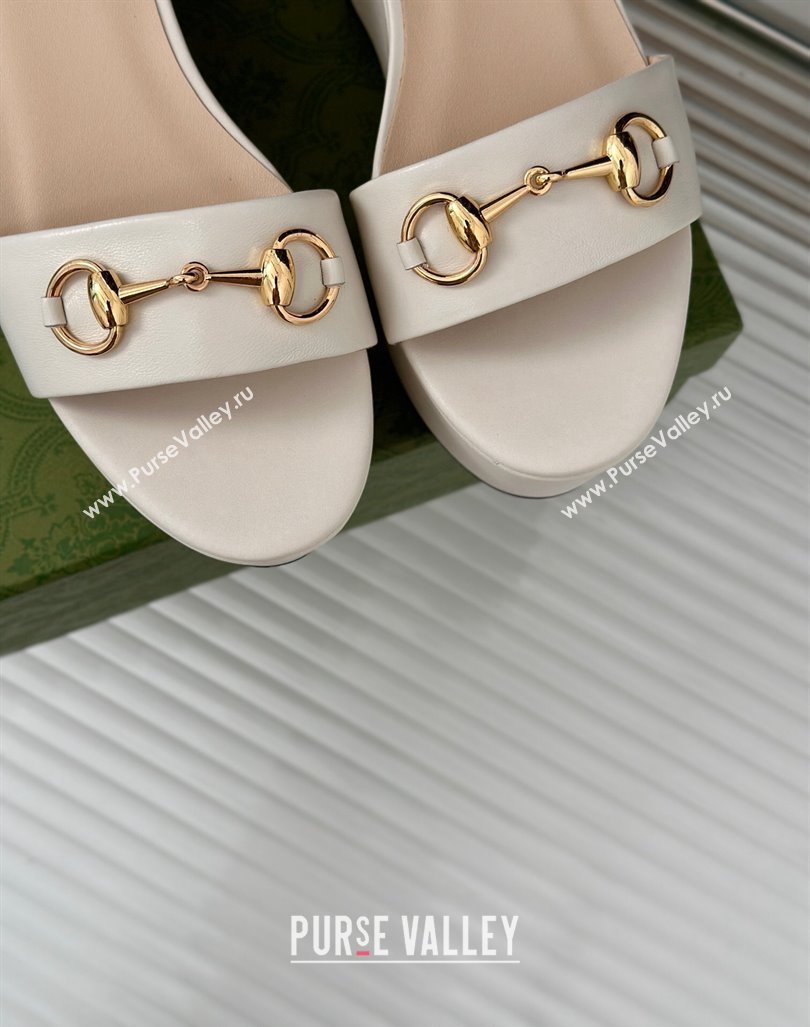 Gucci Horsebit Leather Platform Sandals 7.5cm White 2024 0605 (MD-240605113)