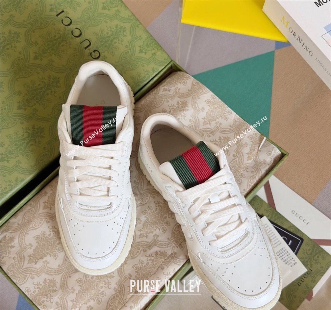 Gucci Re-Web Sneakers in Leather White/Web 2024 0605 (SS-240605152)