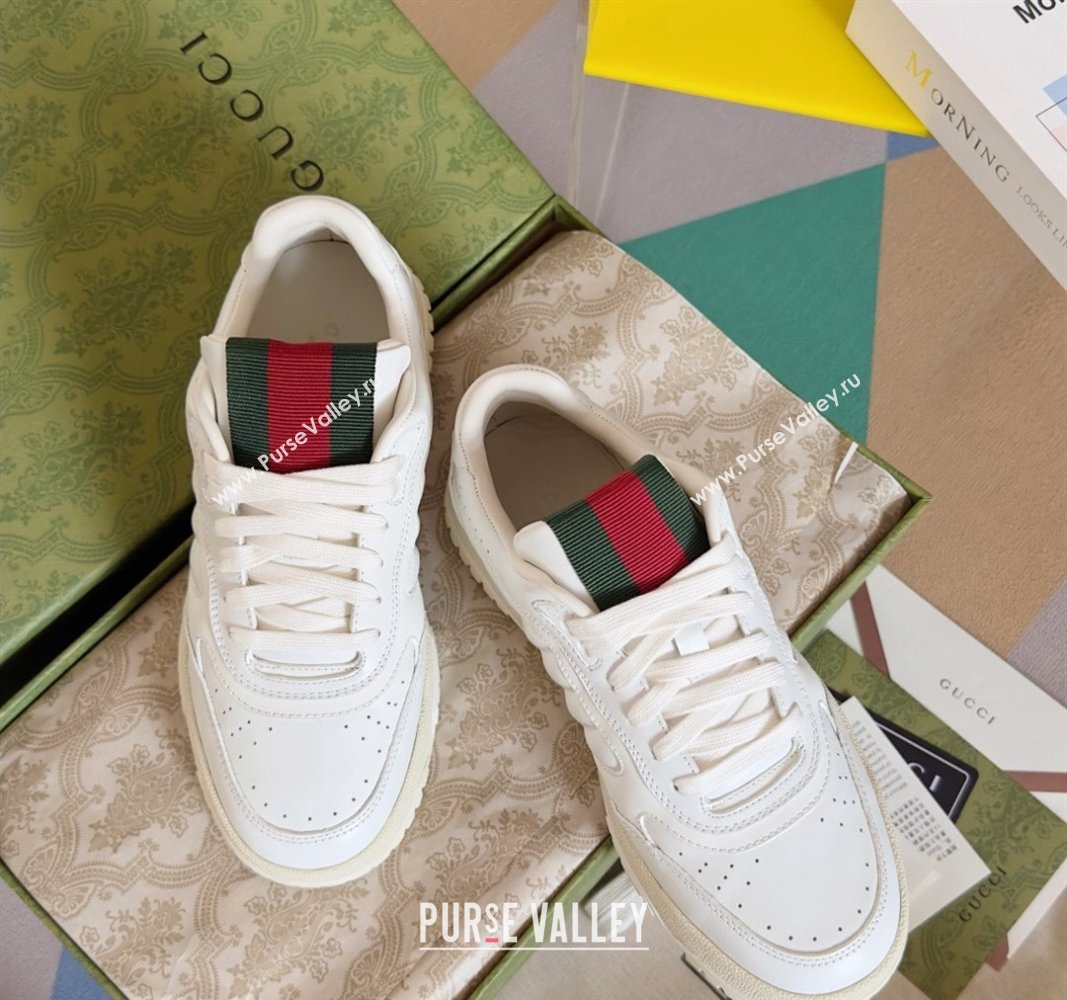 Gucci Re-Web Sneakers in Leather White/Web 2024 0605 (SS-240605152)