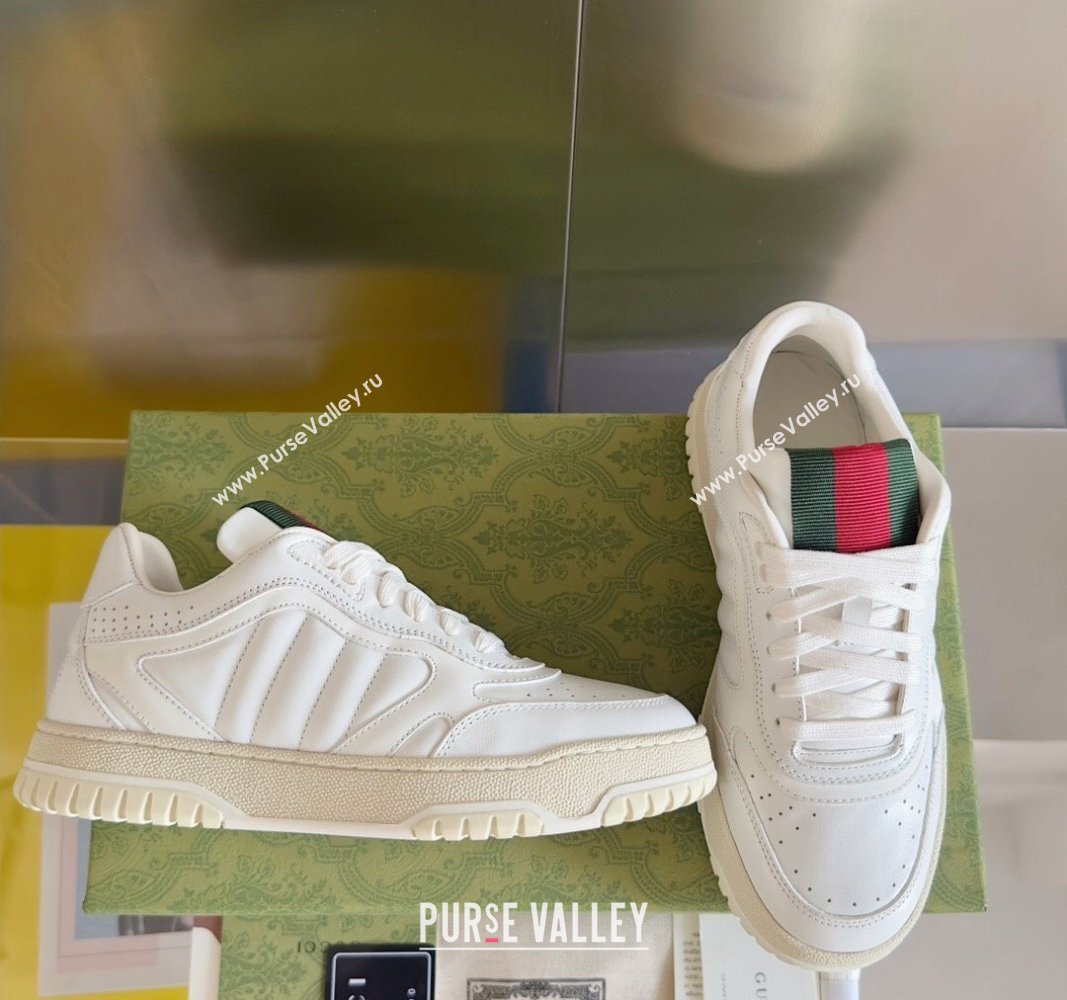 Gucci Re-Web Sneakers in Leather White/Web 2024 0605 (SS-240605152)