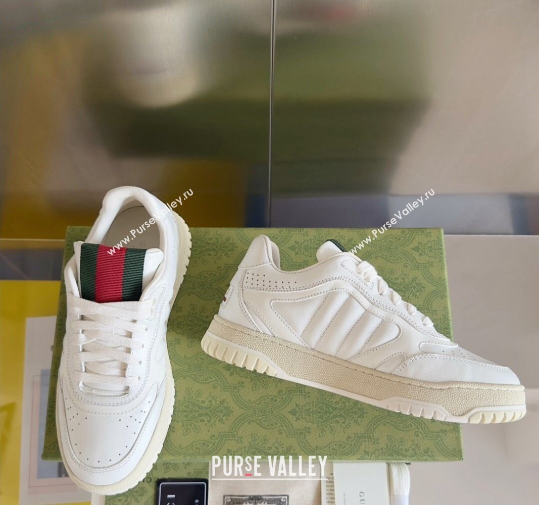 Gucci Re-Web Sneakers in Leather White/Web 2024 0605 (SS-240605152)