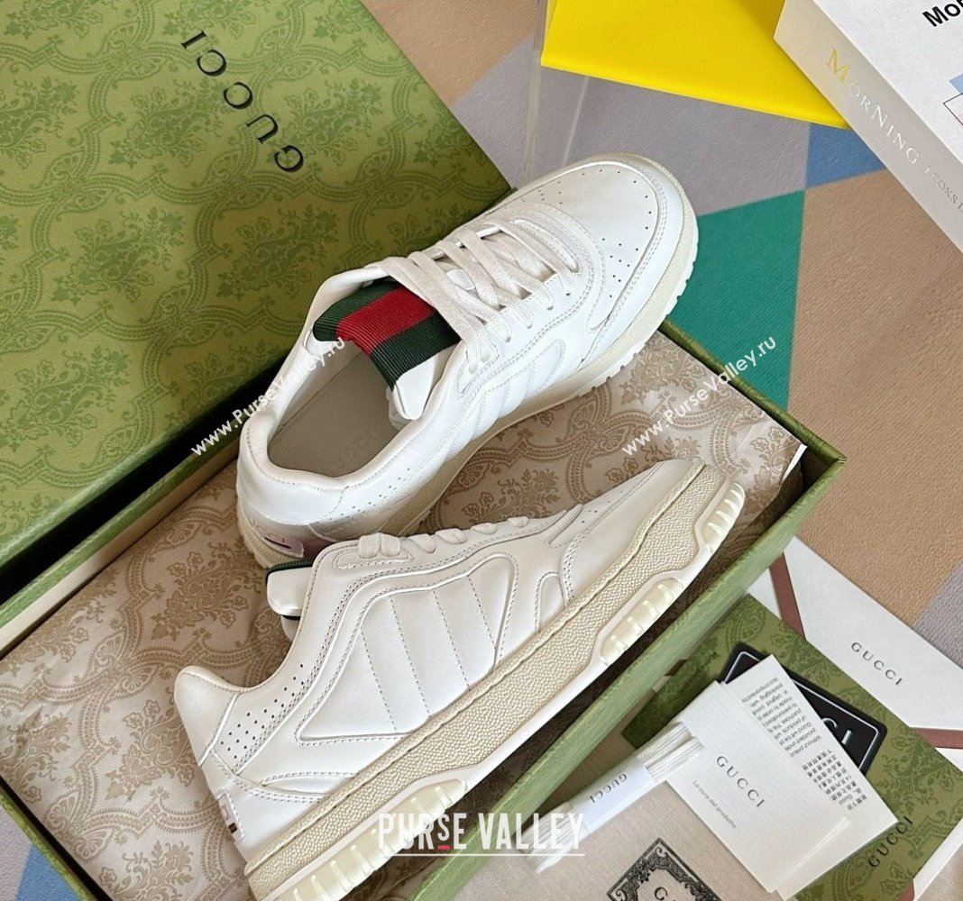 Gucci Re-Web Sneakers in Leather White/Web 2024 0605 (SS-240605152)