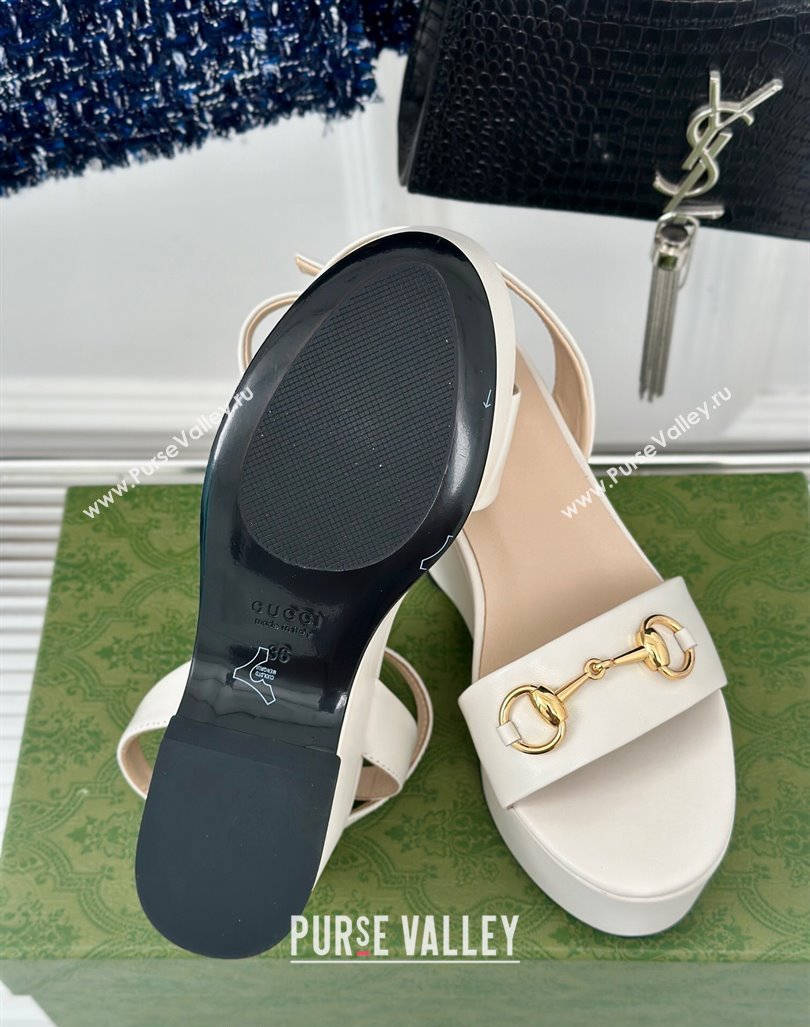 Gucci Horsebit Leather Platform Sandals 7.5cm White 2024 0605 (MD-240605113)