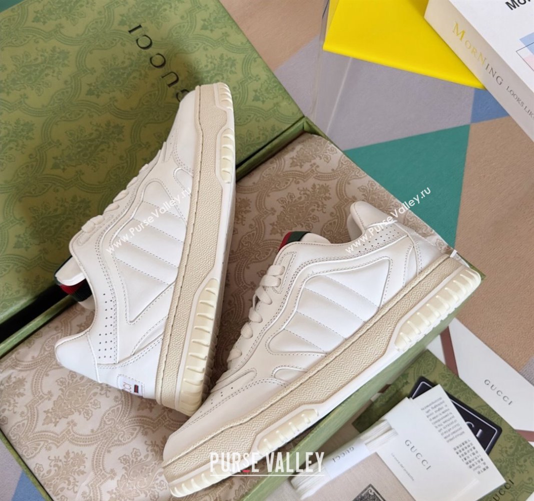 Gucci Re-Web Sneakers in Leather White/Web 2024 0605 (SS-240605152)