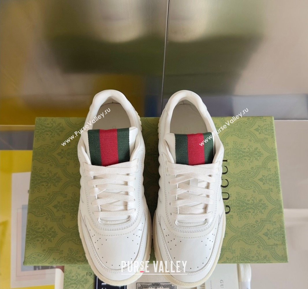 Gucci Re-Web Sneakers in Leather White/Web 2024 0605 (SS-240605152)