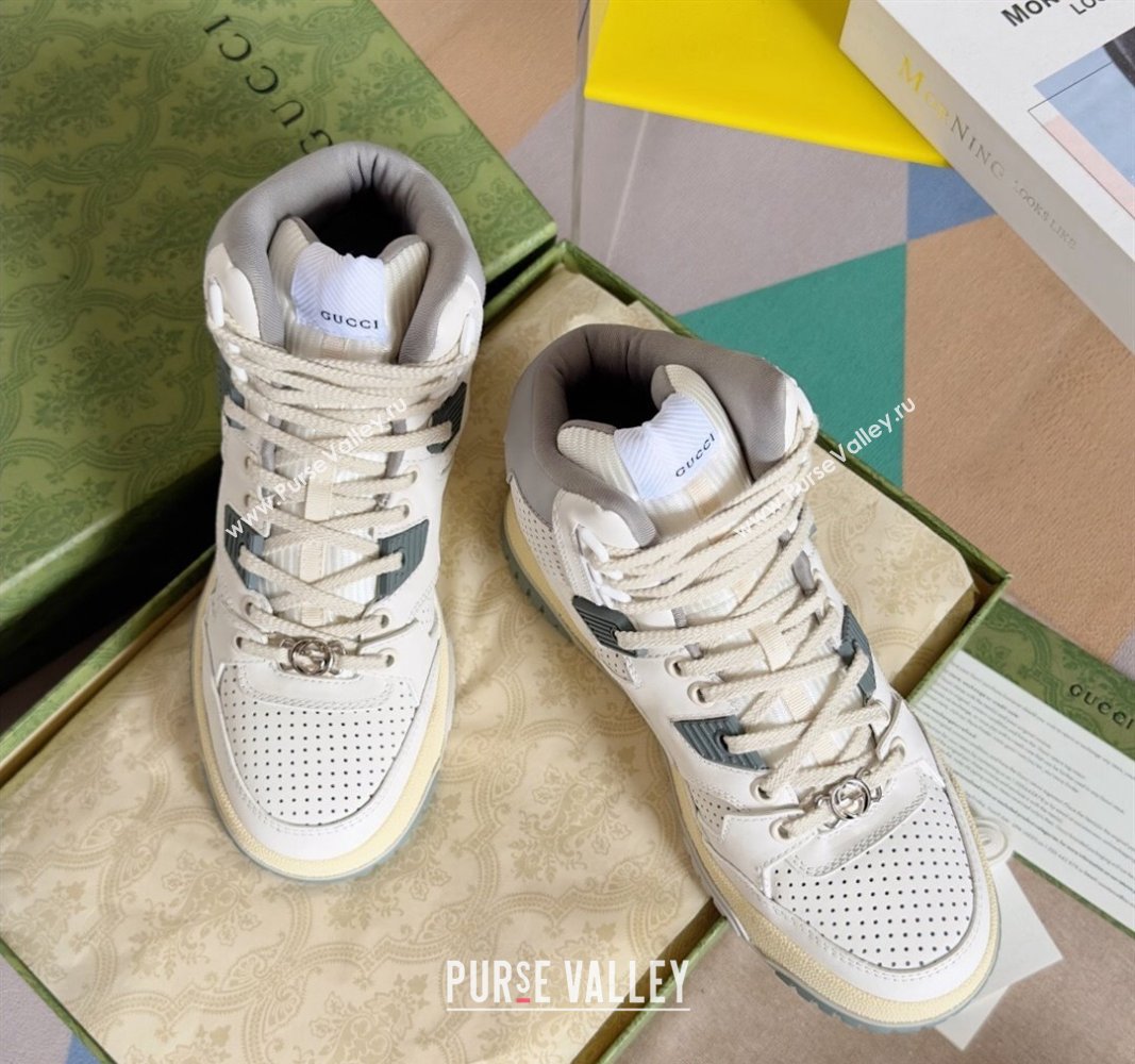 Gucci Re-Web High Top Sneakers in Calf Leather White 2024 0604 (SS-240605153)