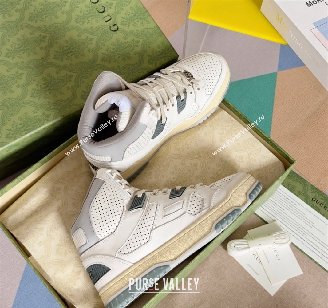 Gucci Re-Web High Top Sneakers in Calf Leather White 2024 0604 (SS-240605153)