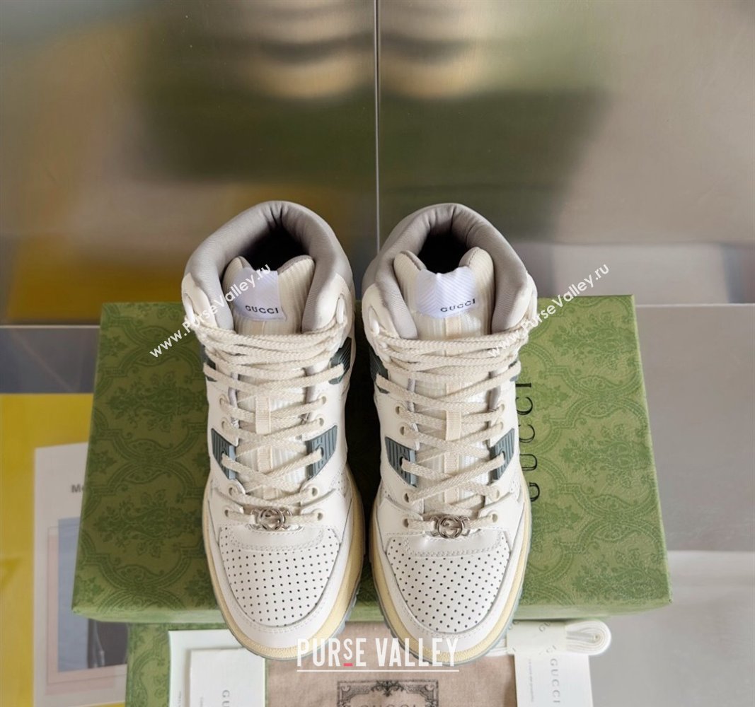 Gucci Re-Web High Top Sneakers in Calf Leather White 2024 0604 (SS-240605153)