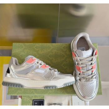 Gucci Re-Web Sneakers in Calf Leather Silver 2024 0604 (SS-240605155)