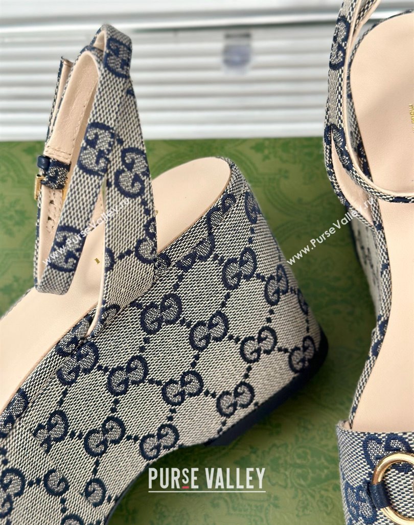 Gucci Horsebit GG Canvas Platform Sandals 7.5cm Grey 2024 0605 (MD-240605117)