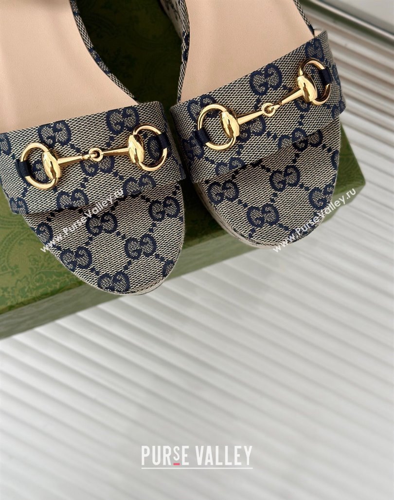 Gucci Horsebit GG Canvas Platform Sandals 7.5cm Grey 2024 0605 (MD-240605117)