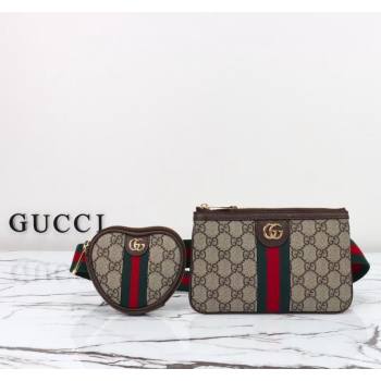 Gucci Ophidia GG Canvas Heart Utility Belt bag Beige/Brown 2024 698805 (DLH-240624133)