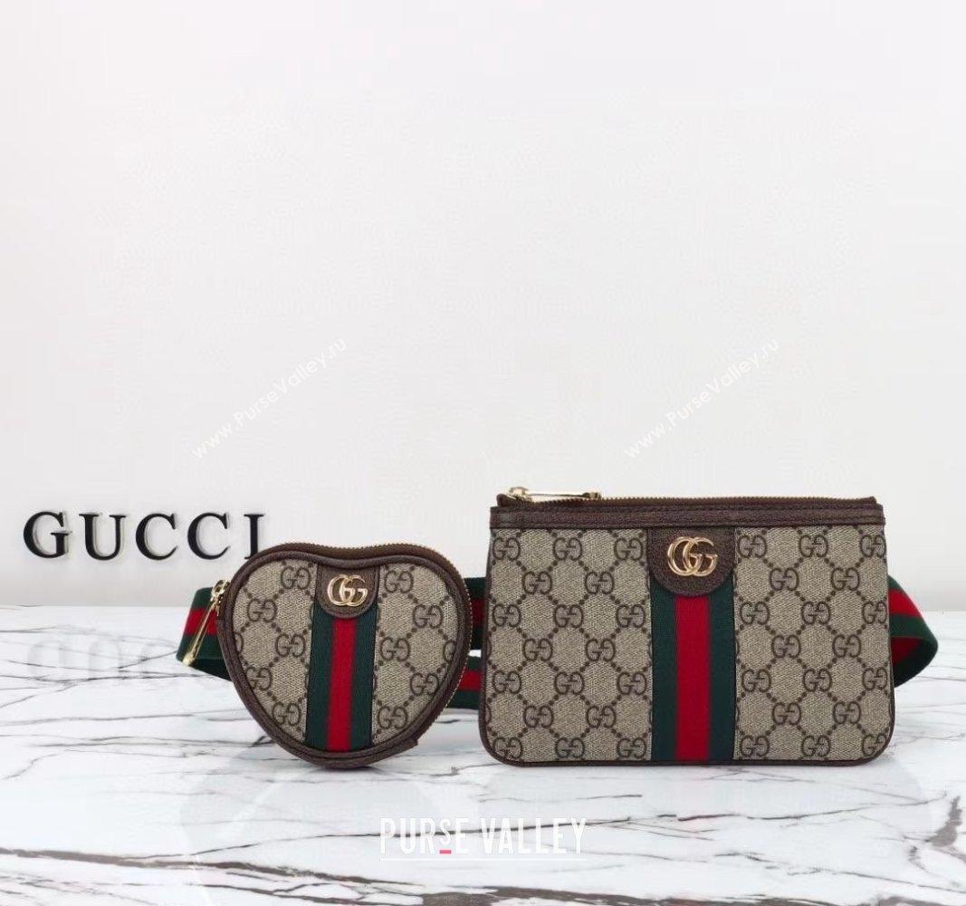 Gucci Ophidia GG Canvas Heart Utility Belt bag Beige/Brown 2024 698805 (DLH-240624133)