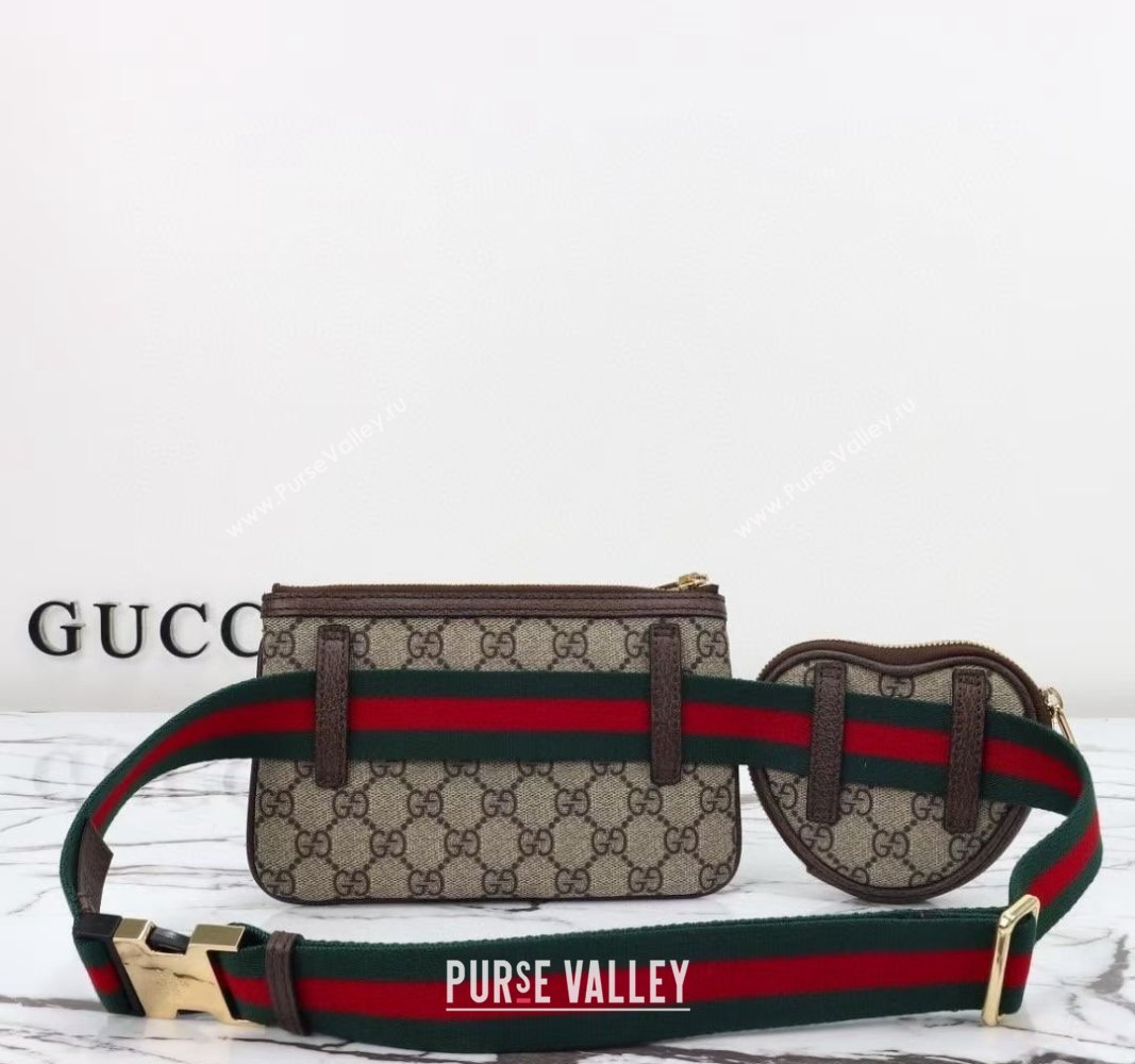 Gucci Ophidia GG Canvas Heart Utility Belt bag Beige/Brown 2024 698805 (DLH-240624133)