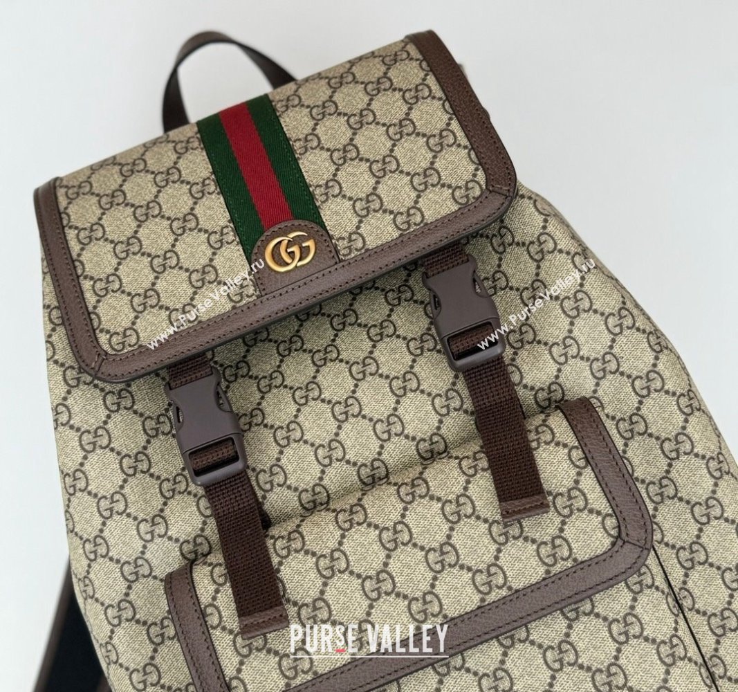 Gucci Mens Ophidia GG Canvas Large Backpack bag Beige/Brown 2024 792104 (DLH-240624118)