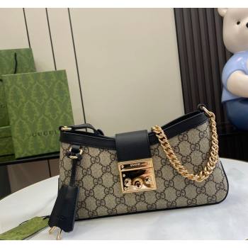 Gucci Padlock GG Canvas Small Shoulder Bag Black 2024 ‎811705 (XLU-240624124)