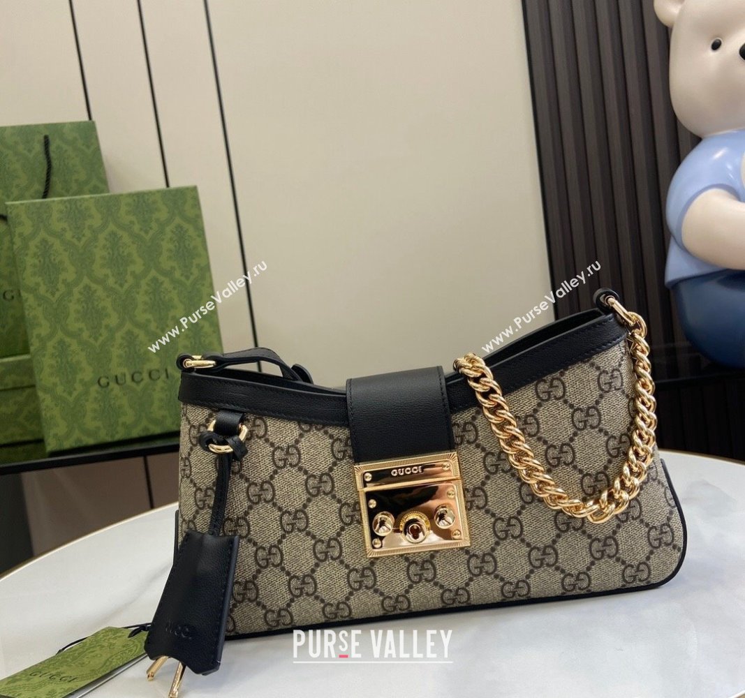 Gucci Padlock GG Canvas Small Shoulder Bag Black 2024 ‎811705 (XLU-240624124)