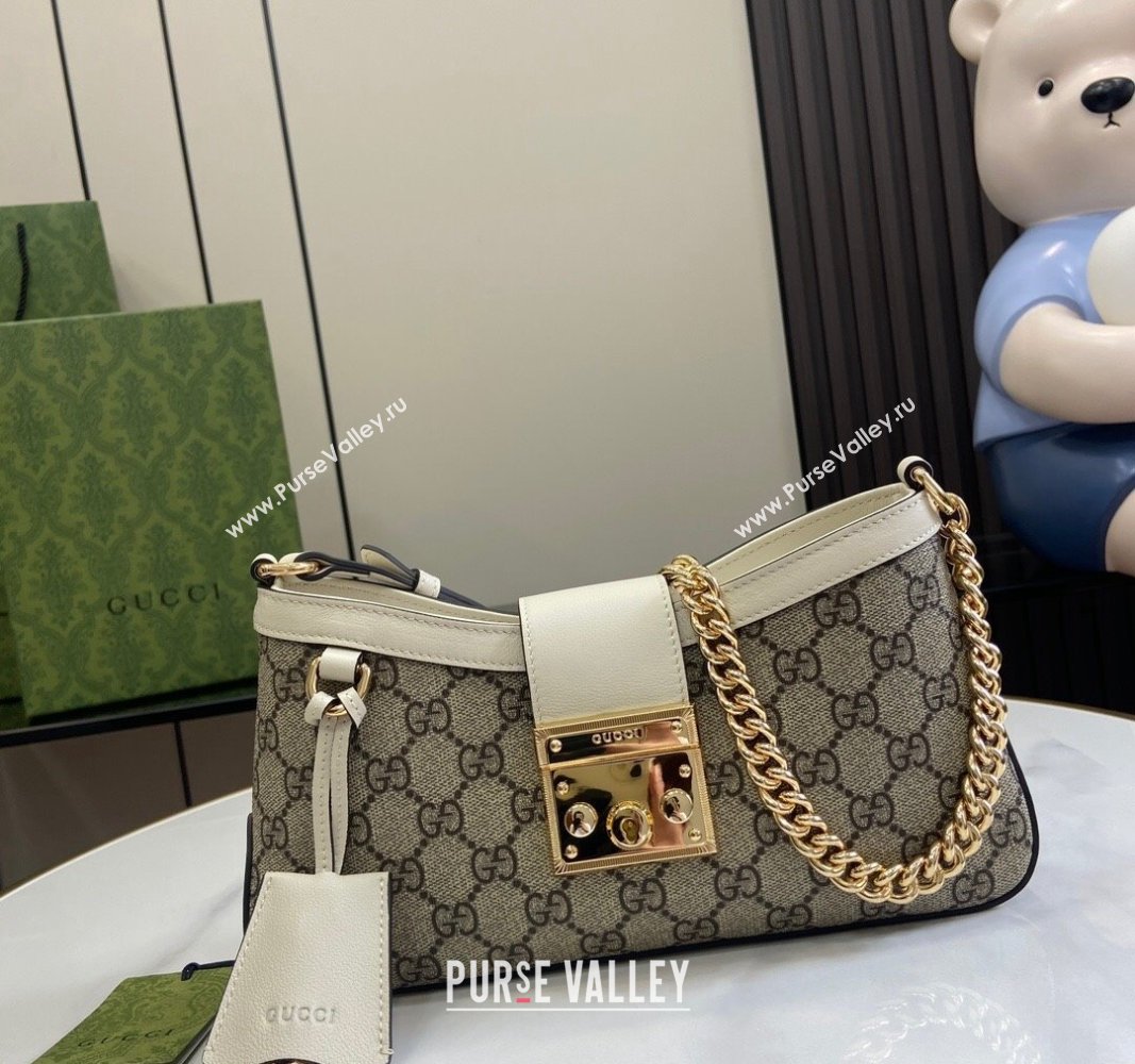 Gucci Padlock GG Canvas Small Shoulder Bag White 2024 ‎811705 (XLU-240624125)