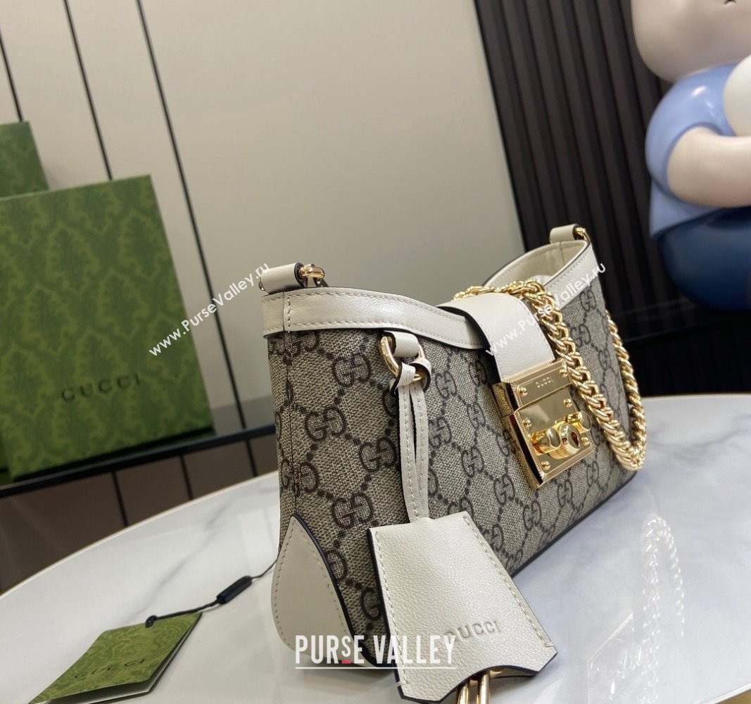 Gucci Padlock GG Canvas Small Shoulder Bag White 2024 ‎811705 (XLU-240624125)