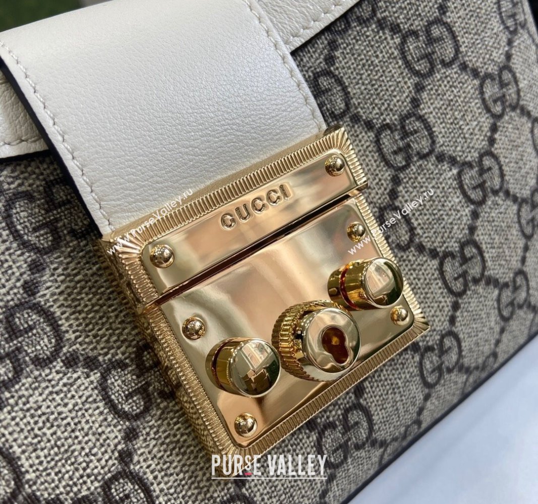 Gucci Padlock GG Canvas Small Shoulder Bag White 2024 ‎811705 (XLU-240624125)