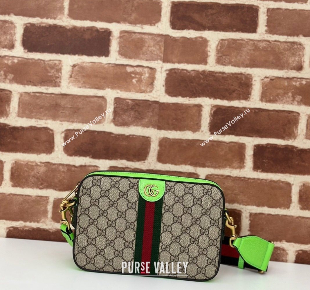 Gucci Ophidia GG Canvas Shoulder Bag with Fluorescent Green Trim 699439 2024 (DLH-240624119)