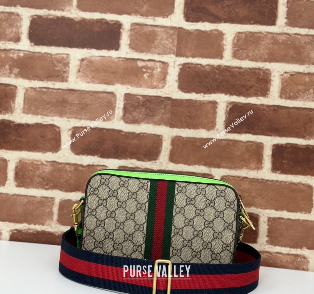 Gucci Ophidia GG Canvas Shoulder Bag with Fluorescent Green Trim 699439 2024 (DLH-240624119)