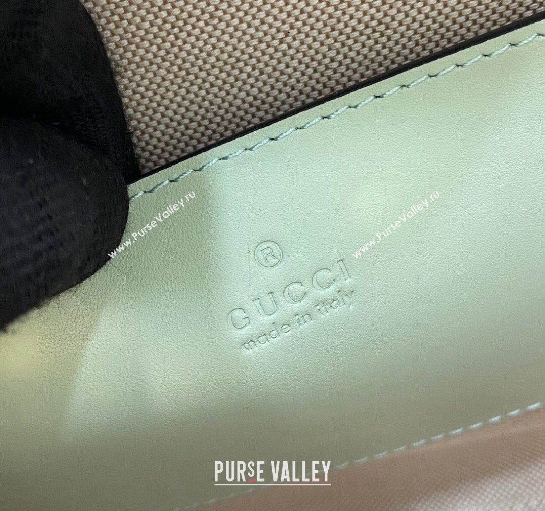 Gucci Diana Leather Small Tote Bag with Embossed GUCCI Logo Pale Green 2024 702721 (XLU-240625008)