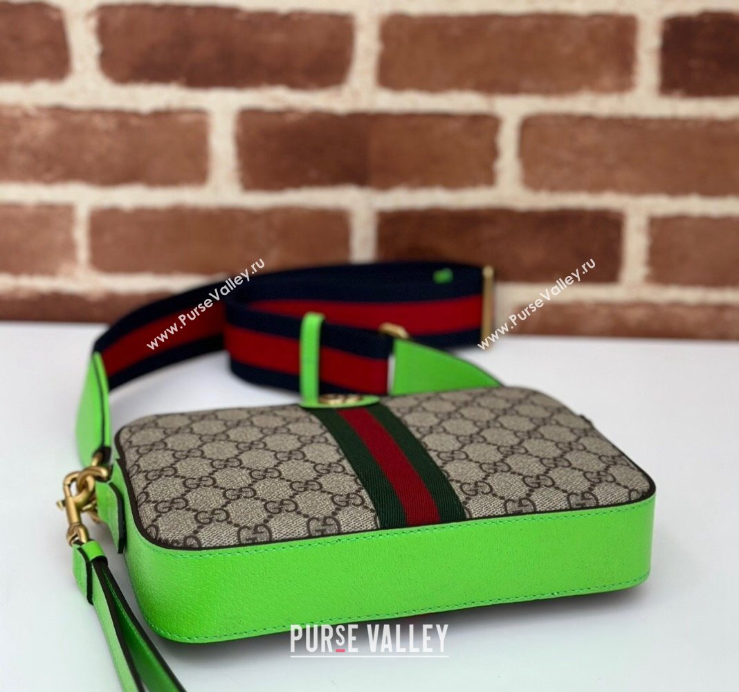 Gucci Ophidia GG Canvas Shoulder Bag with Fluorescent Green Trim 699439 2024 (DLH-240624119)