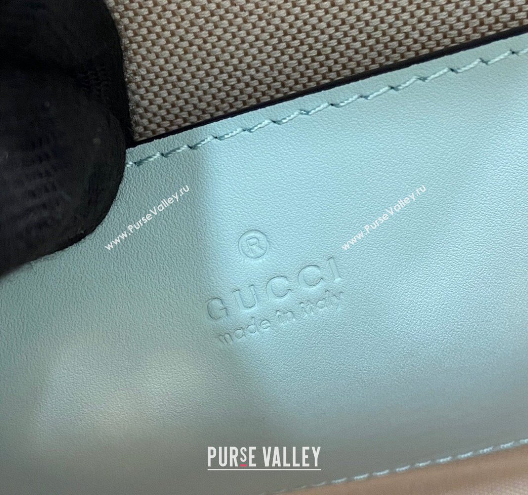 Gucci Diana Leather Small Tote Bag with Embossed GUCCI Logo Pale Blue 2024 702721 (XLU-240625009)