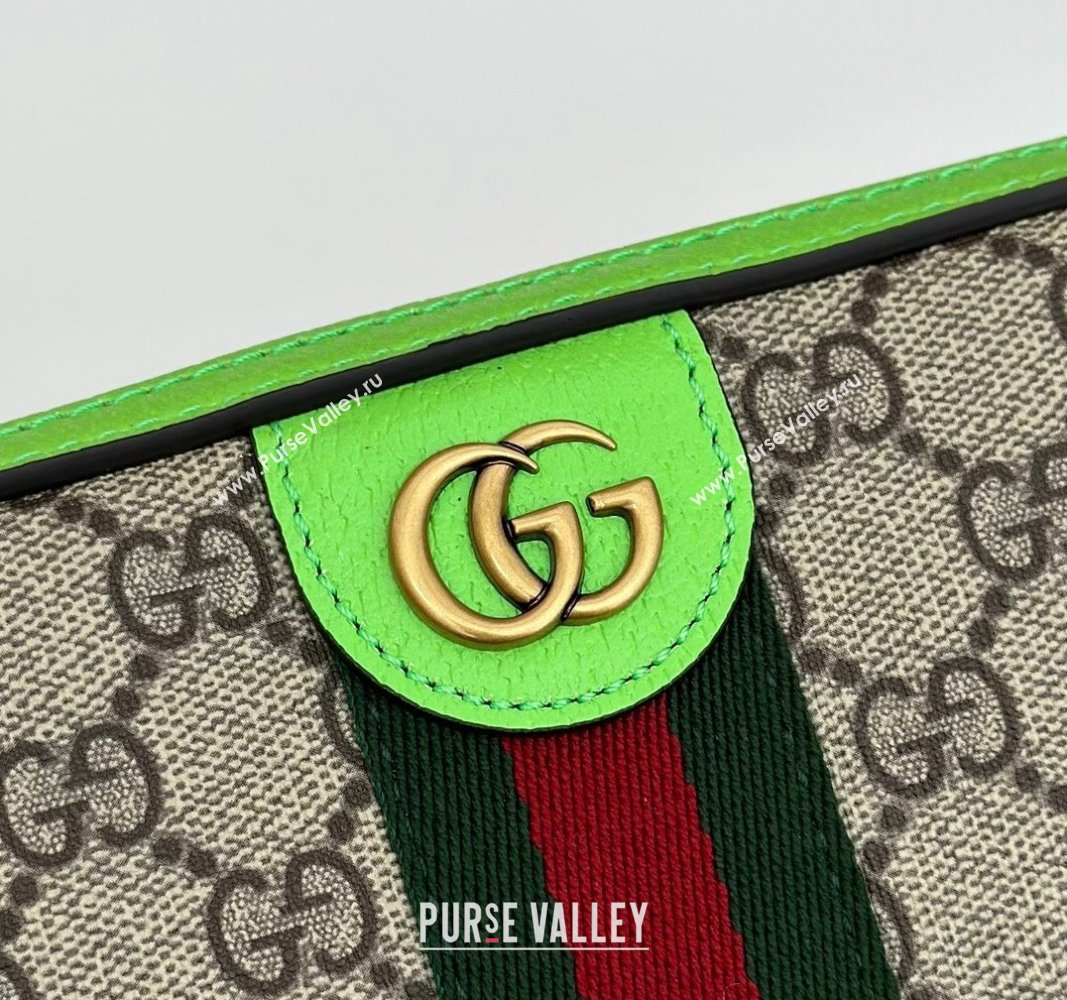 Gucci Ophidia GG Canvas Shoulder Bag with Fluorescent Green Trim 699439 2024 (DLH-240624119)