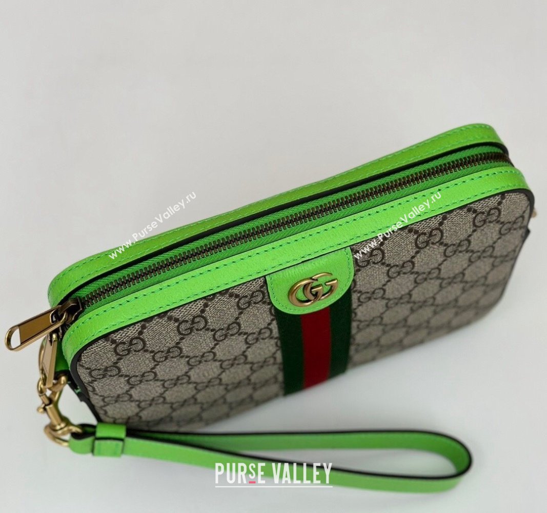 Gucci Ophidia GG Canvas Shoulder Bag with Fluorescent Green Trim 699439 2024 (DLH-240624119)