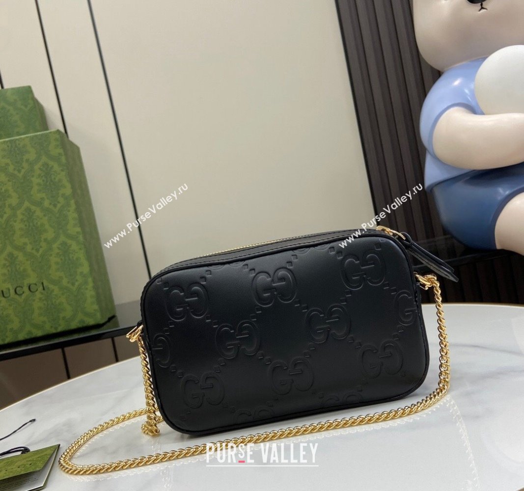 Gucci GG Leather Super Mini Shoulder Bag 781554 Black 2024 (XLU-240625013)