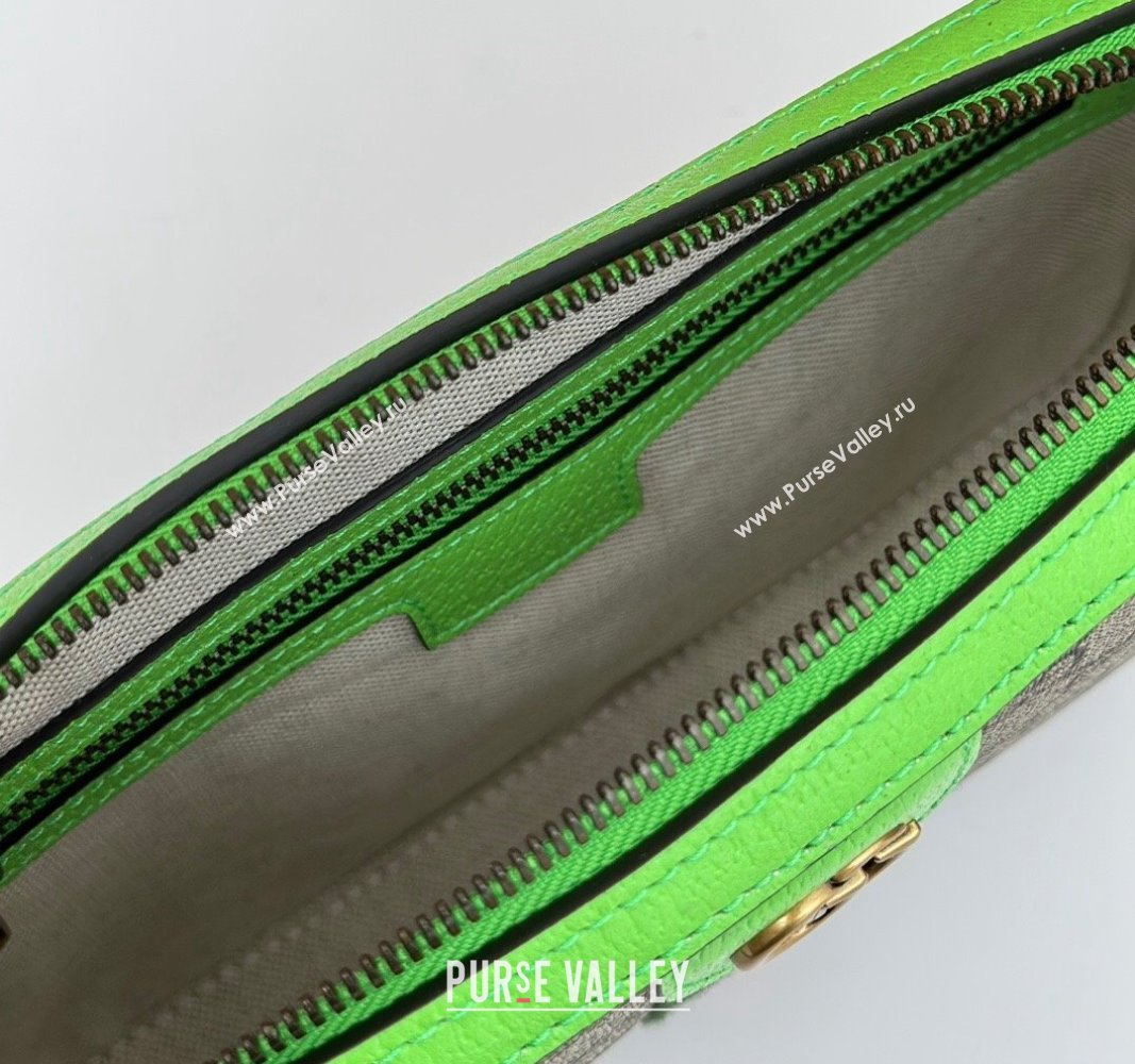 Gucci Ophidia GG Canvas Shoulder Bag with Fluorescent Green Trim 699439 2024 (DLH-240624119)