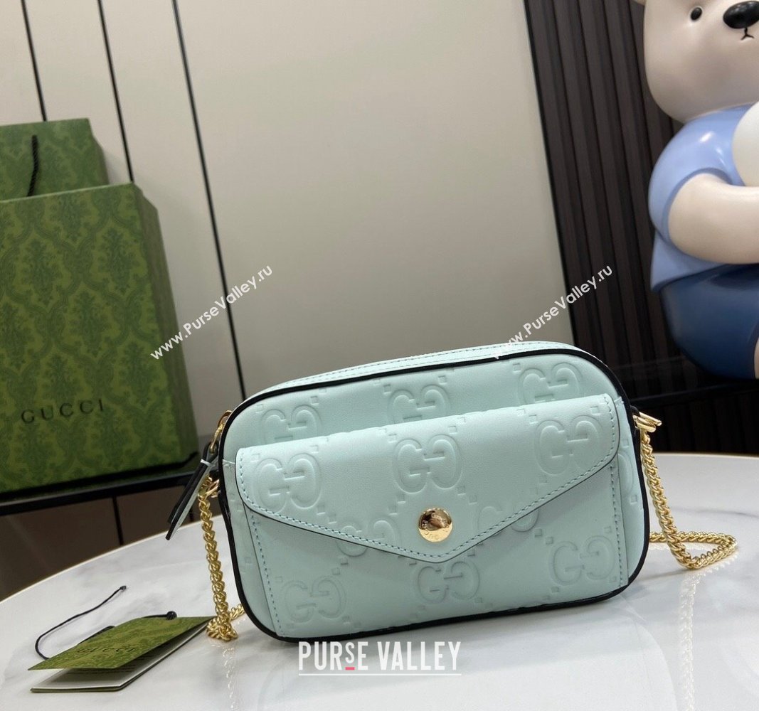 Gucci GG Leather Super Mini Shoulder Bag 781554 Pale Green 2024 (XLU-240625014)