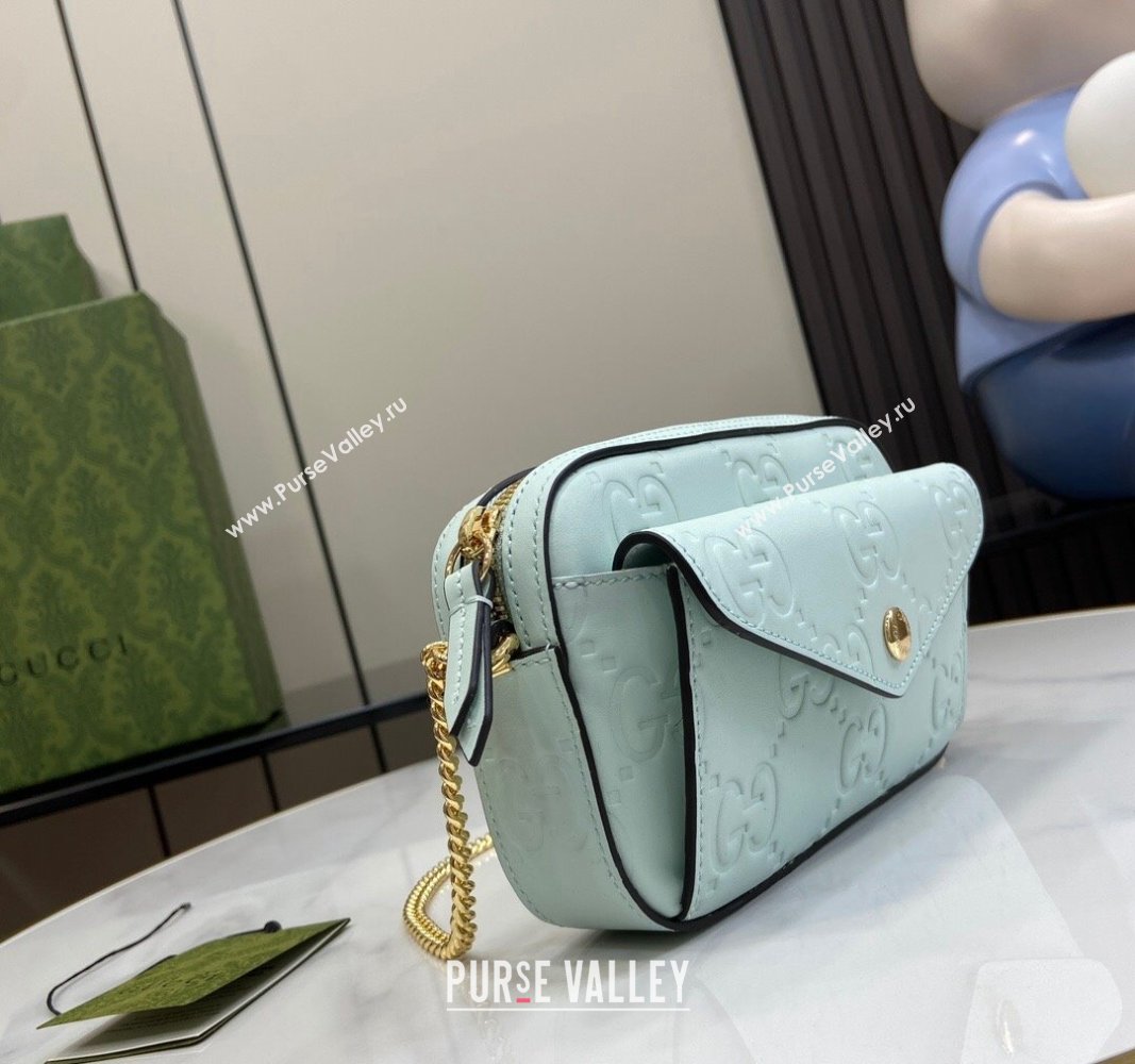 Gucci GG Leather Super Mini Shoulder Bag 781554 Pale Green 2024 (XLU-240625014)