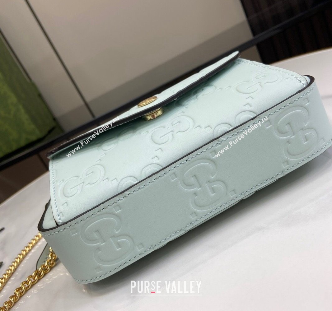 Gucci GG Leather Super Mini Shoulder Bag 781554 Pale Green 2024 (XLU-240625014)