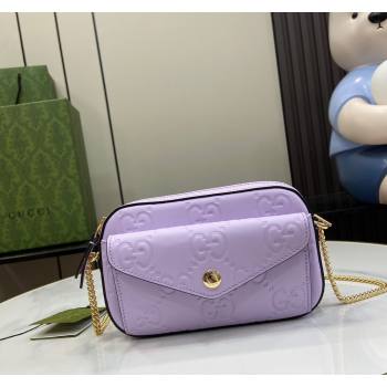 Gucci GG Leather Super Mini Shoulder Bag 781554 Purple 2024 (XLU-240625015)