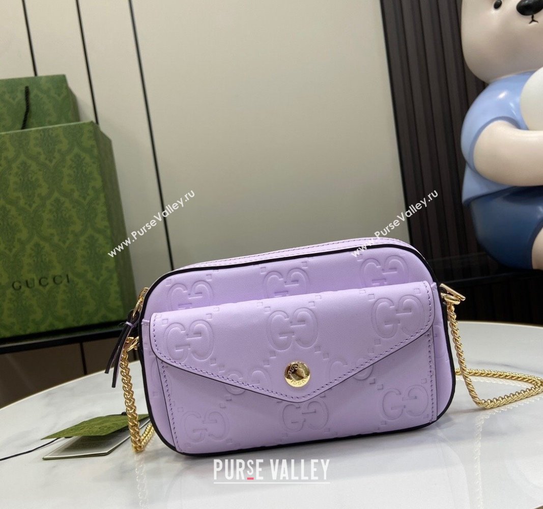 Gucci GG Leather Super Mini Shoulder Bag 781554 Purple 2024 (XLU-240625015)