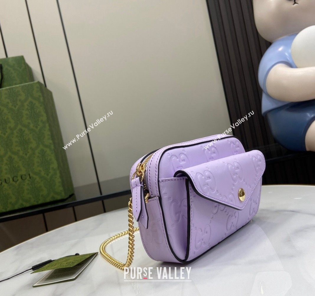 Gucci GG Leather Super Mini Shoulder Bag 781554 Purple 2024 (XLU-240625015)