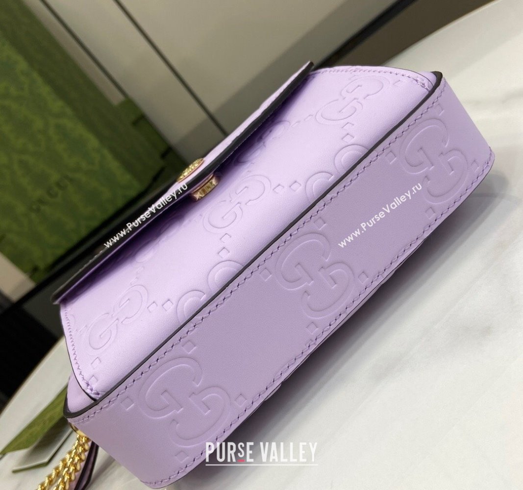 Gucci GG Leather Super Mini Shoulder Bag 781554 Purple 2024 (XLU-240625015)