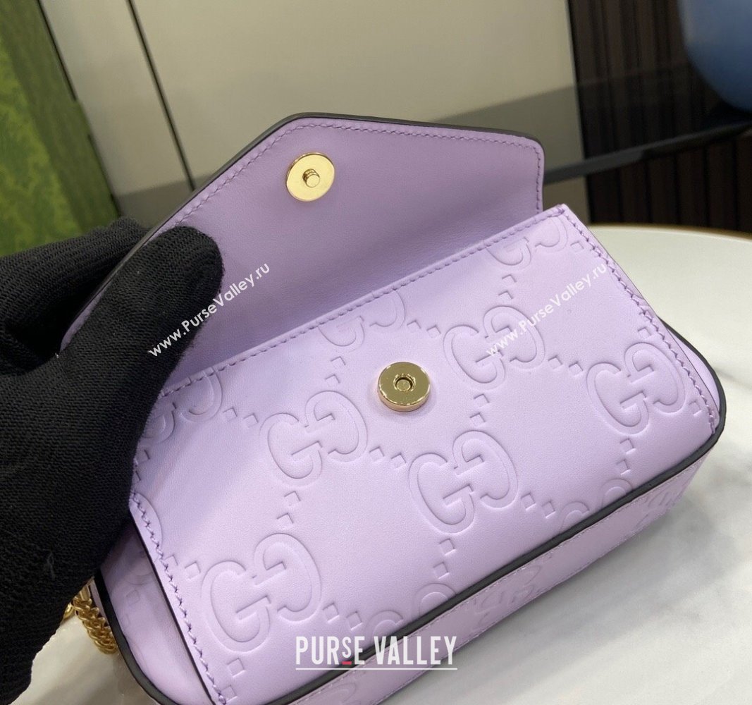 Gucci GG Leather Super Mini Shoulder Bag 781554 Purple 2024 (XLU-240625015)