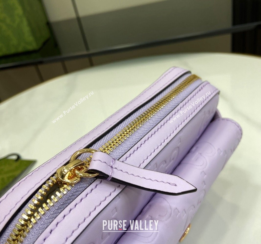 Gucci GG Leather Super Mini Shoulder Bag 781554 Purple 2024 (XLU-240625015)