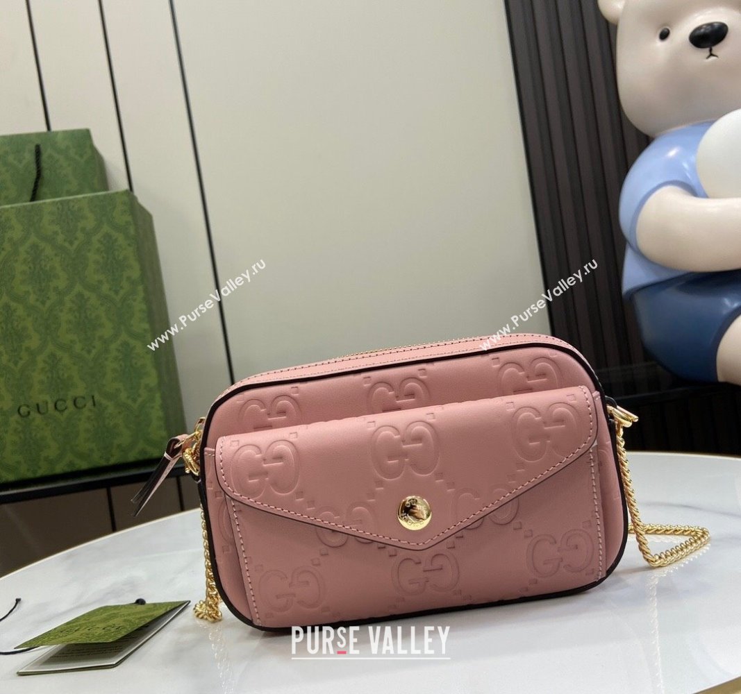 Gucci GG Leather Super Mini Shoulder Bag 781554 Light Pink 2024 (XLU-240625016)