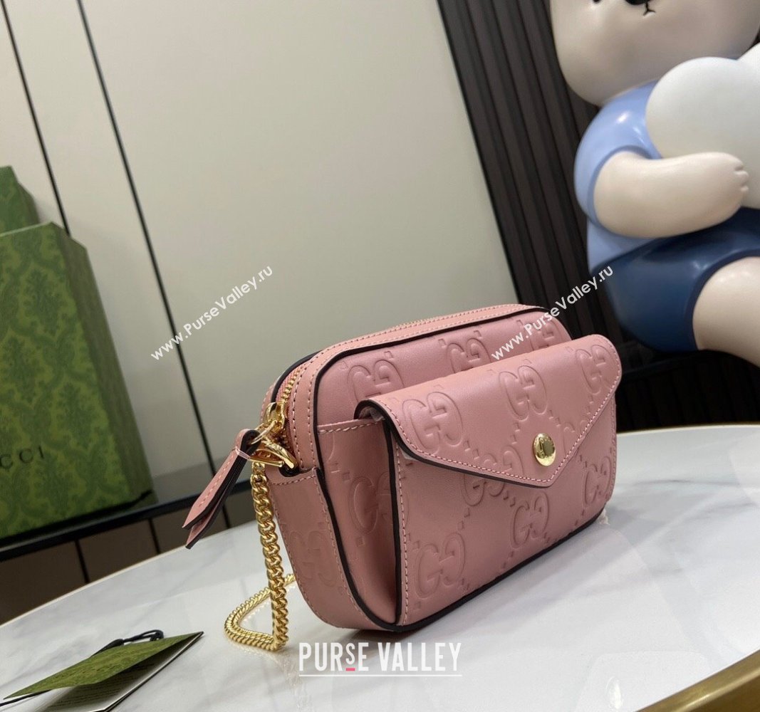 Gucci GG Leather Super Mini Shoulder Bag 781554 Light Pink 2024 (XLU-240625016)