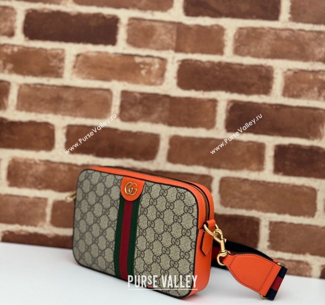 Gucci Ophidia GG Canvas Shoulder Bag with Fluorescent Orange Trim 699439 2024 (DLH-240624121)