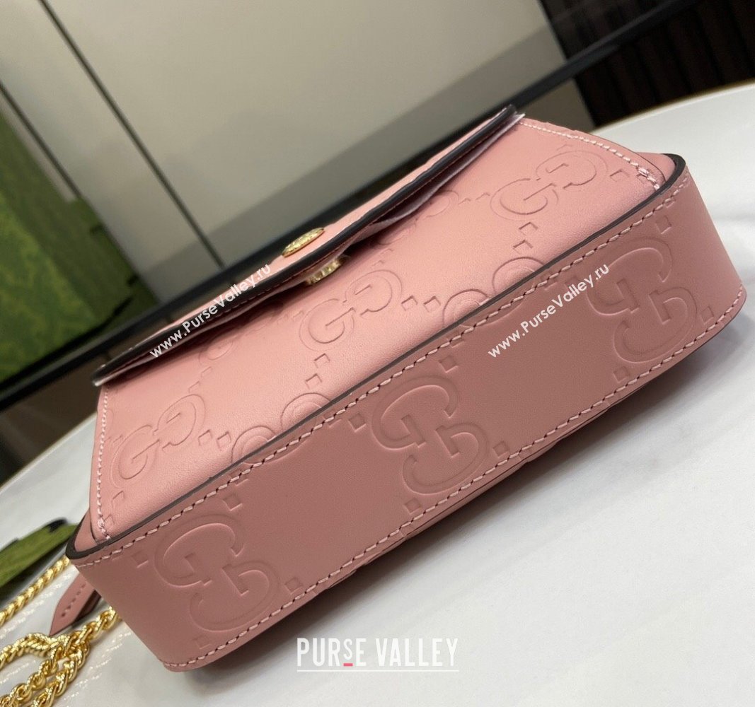 Gucci GG Leather Super Mini Shoulder Bag 781554 Light Pink 2024 (XLU-240625016)