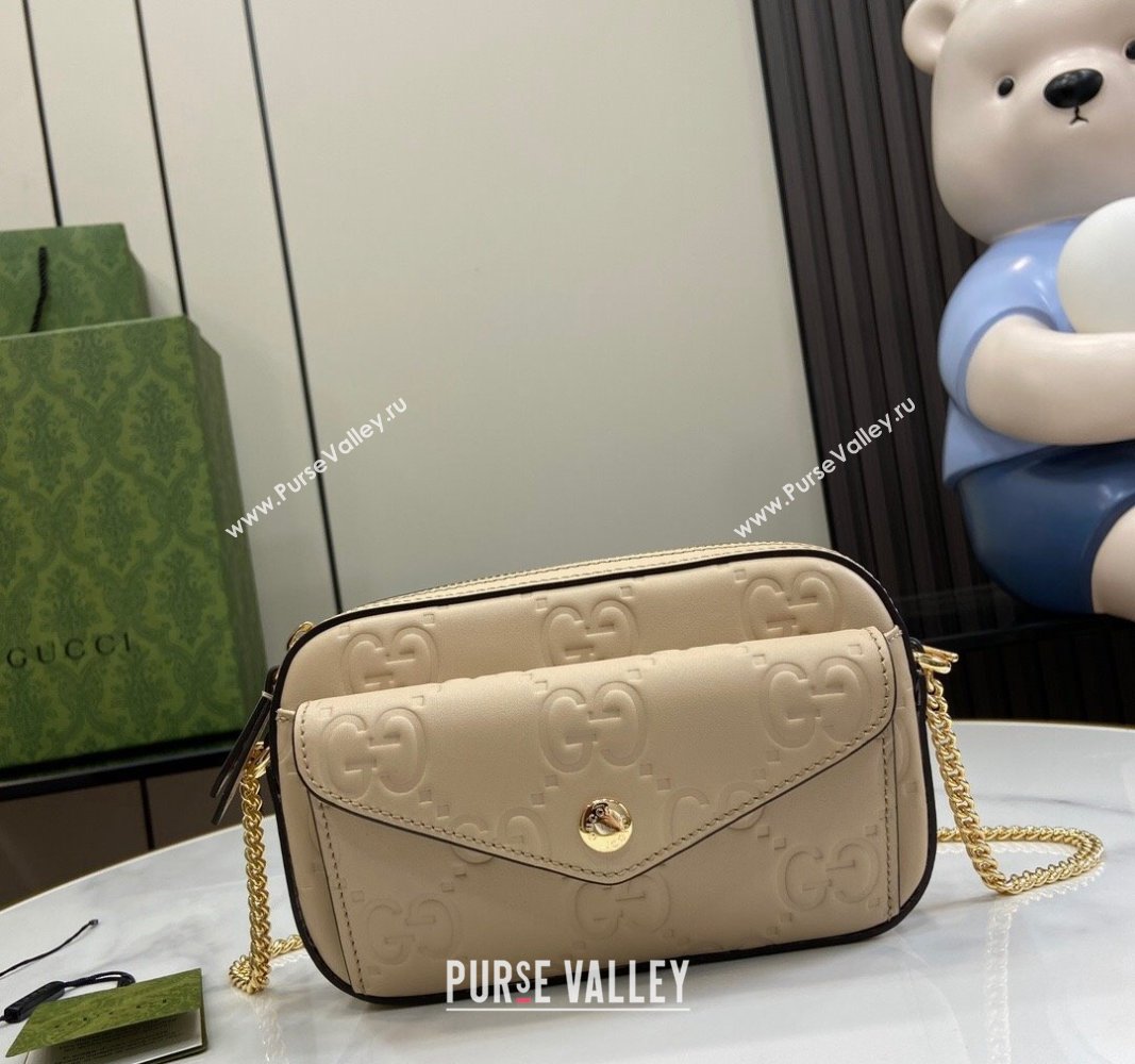 Gucci GG Leather Super Mini Shoulder Bag 781554 Light Beige 2024 (XLU-240625017)