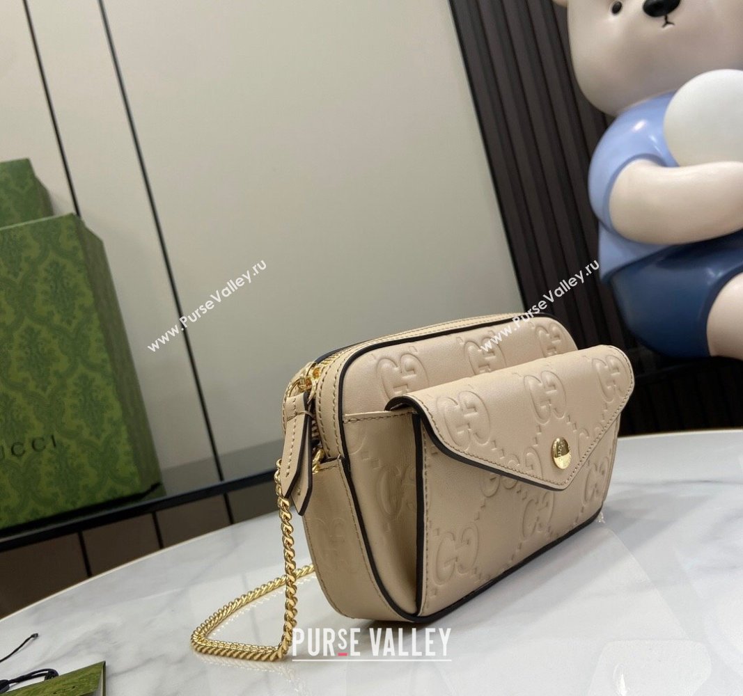 Gucci GG Leather Super Mini Shoulder Bag 781554 Light Beige 2024 (XLU-240625017)